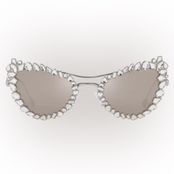SWAROVSKI Silver Cateye Crystal Sunglasses SK7011 Retail $429